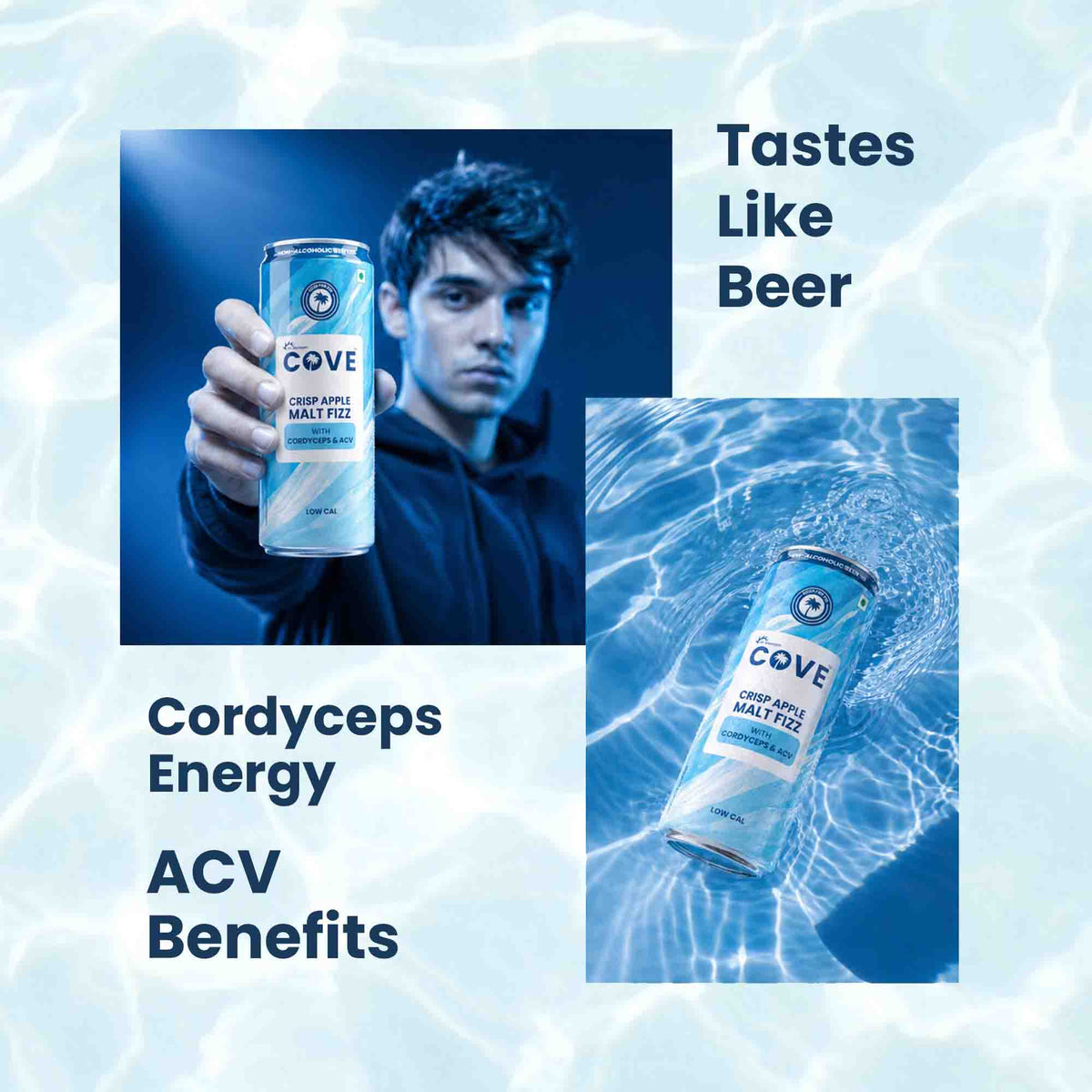 Cove Crisp Apple Malt Fizz  with Cordyceps & ACV  low cal